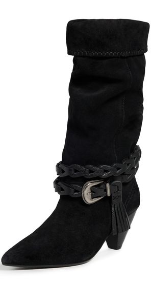 Free People Bridget Belt Slouch Boots Black 6
