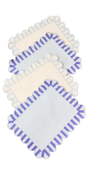 Misette Embroidered Linen Placemats Set of 4 Blue One Size