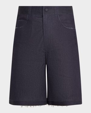 Men's Trompe L'oeil Stretch Denim Bermuda Shorts