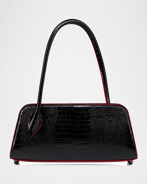 Eloise Croc-Embossed Leather Shoulder Bag