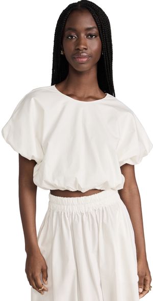 MIKOH Opihi Bubble Sleeve Crop Top Bone 1