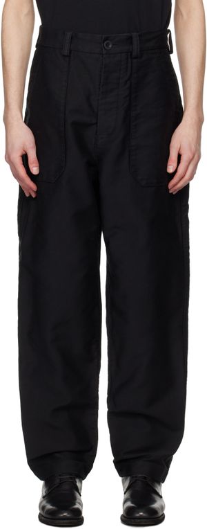 CASEY CASEY Pantalon cargo noir en faille