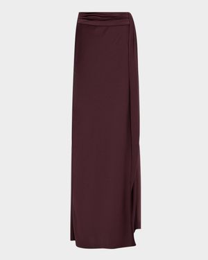 Lightweight Satin Asymmetric Maxi Skirt