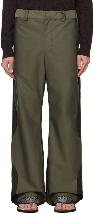 Serapis Pantalon contrasté noir et gris à panneaux