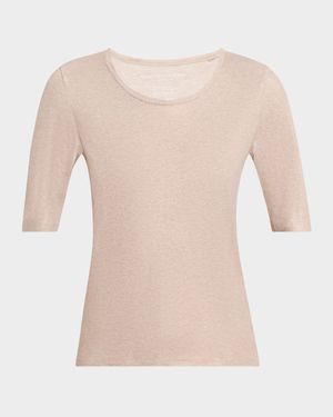 Soft Touch Metallic Ribbed Top