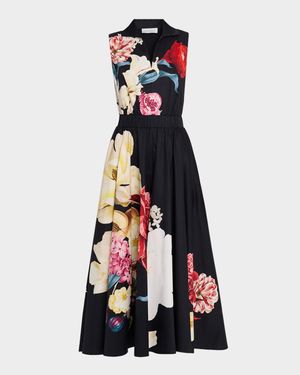 The Athena Floral-Print Cotton Midi Dress