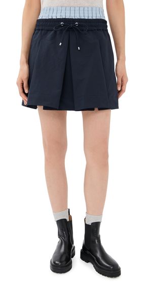 3.1 Phillip Lim Double Waistband Ripstop Mini Skirt Midnight L
