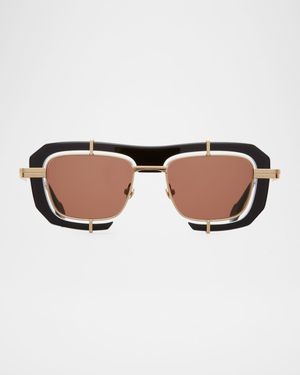 Geometric Aviator Stainless Steel Sunglasses