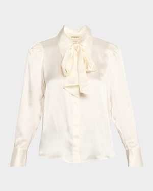 Honey Tie-Neck Silk Blouse