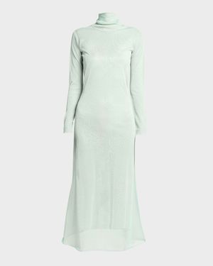Double-Layer Open-Back Lurex Jersey Midi Dress