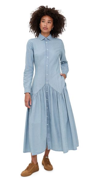Polo Ralph Lauren Chambray Long Sleeve Shirt Dress Pacific Blue 0
