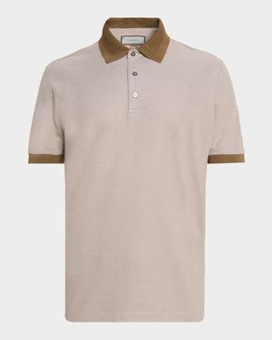Men's Contrast-Trim Cotton Pique Polo Shirt