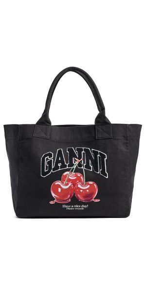 GANNI Medium Trapeze Shopper Cherry Printed Tote Phantom One Size