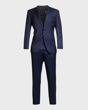 Men's Wool Basic Two-Piece Slim Fit Suit, Blue