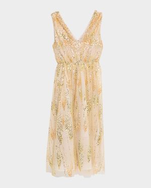 Tinsley Bead & Sequin Tulle Midi Dress