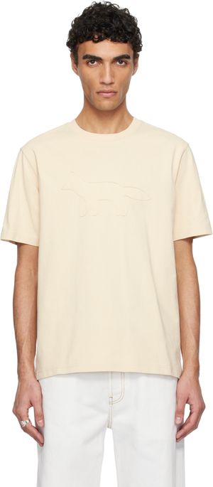Maison Kitsuné Beige Crafted Profile Fox Comfort T-shirt