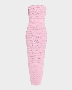 Eclipse Rhinestone Scallop Bandage Dress