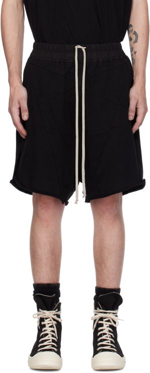 Rick Owens DRKSHDW Black Porterville Jersey Trucker Cut Off Shorts