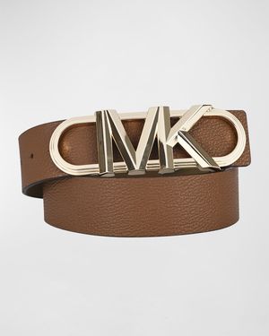 Logo Buckle Leather Waist Belt