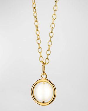18K Yellow Gold Cosmic Swivel Pendant Necklace with Gemstone Bead