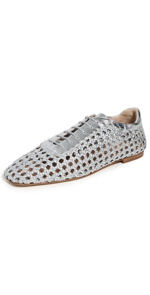 Andrea Gomez Antonia Lace Up Flats Silver 39