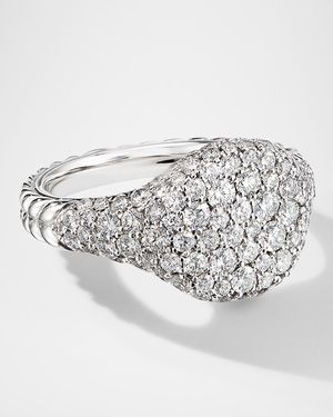 Mini Chevron Pave Diamond Pinky Ring in 18k White Gold