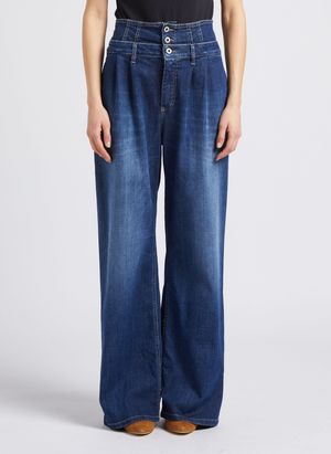 Please - Jean patte d'eph en coton mélangé - Taille L - Bleu