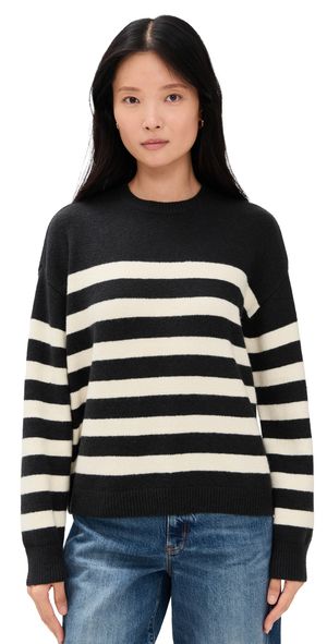 DAZE Carlyle Sweater Black Ivory Stripe L