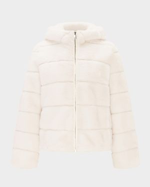 Fur-Free Hooded Faux Mink Zip Jacket
