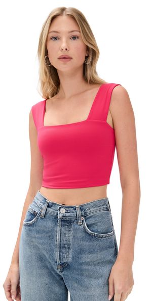 Susana Monaco Essential Wide Strap Top Hibiscus M