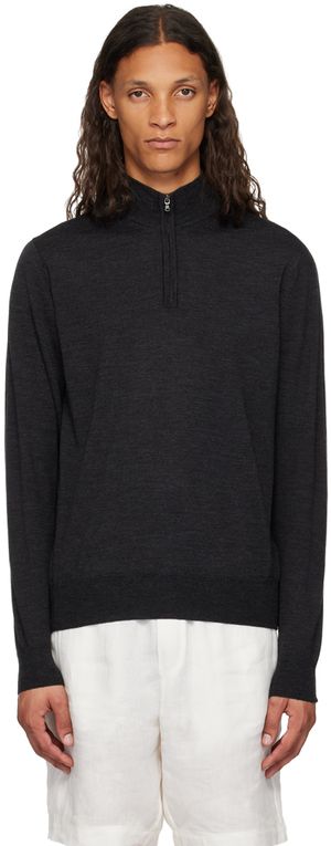 Sunspel Gray Half-Zip Sweater