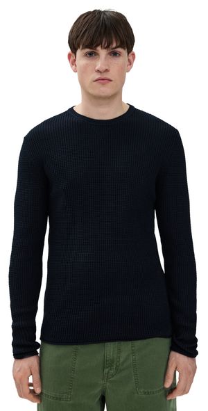 Billy Reid Mini Waffle Crew Sweater Midnight S
