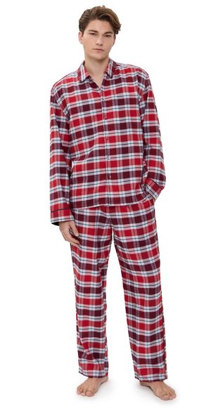Lunya Brushed Flannel Button Up Set Rustle Plaid M