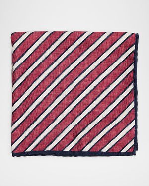 Men's Double-Face Bengal Stripe Silk Pocket Square