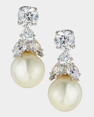 2.50 TCW CZ Stud & Simulated Pearly Dangle Earrings