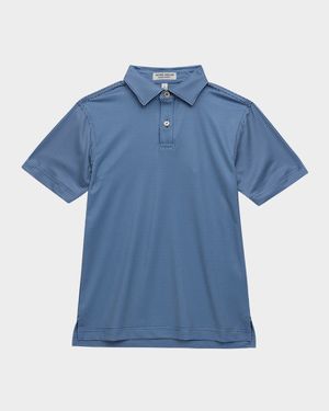 Boy's Gingham Youth Performance Jersey Polo, Size XS-XL