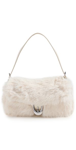 STAUD Harlow Faux Fur Shoulder Bag Cream One Size