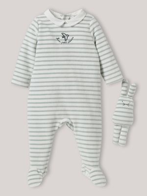 Cyrillus - Dors-bien en velours et son doudou - Taille 12M - Vert