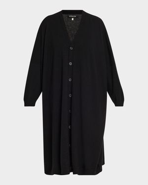 Cashmere Wide V Neck Cardigan - 3/4 Length