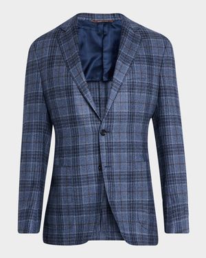 Men's Wool-Silk Check Sport Coat