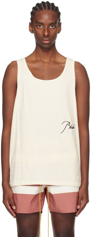 Rhude Off-White Embroidered Tank Top