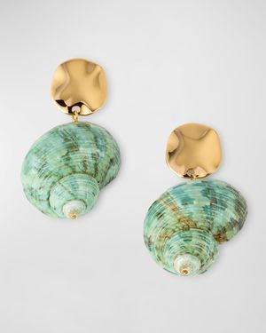 Green Seashell Drop Earrings