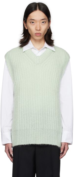 Jil Sander Green V-Neck Vest