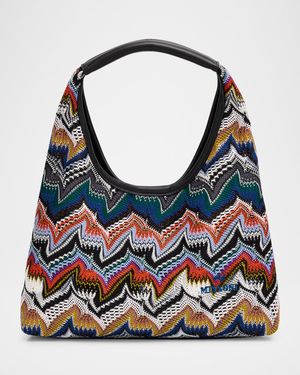 Zigzag Raschel Knit Hobo Bag