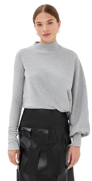 A. W.A. K.E. MODE Slouched Sleeve Sweatshirt Grey Melange S