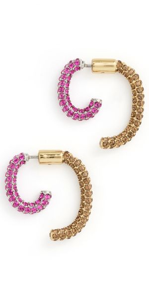 DEMARSON Luna Pave Mini Earrings Fuchsia/Smoked Topaz One Size