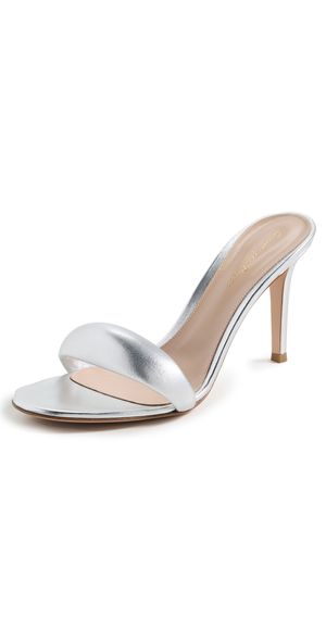 Gianvito Rossi Bijoux Mules 85mm Nappa Silk Silver 38