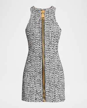 Zipped Tweed Mini Dress