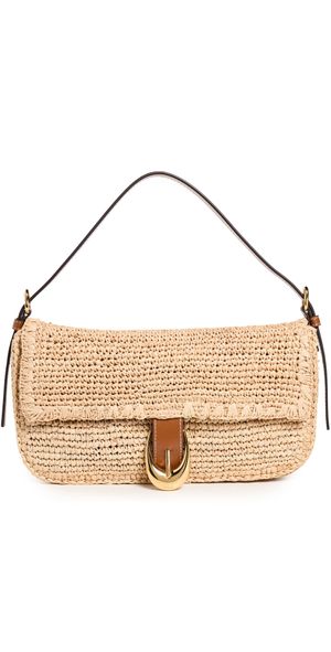 STAUD Harlow Raffia Shoulder Bag Natural/Tan One Size
