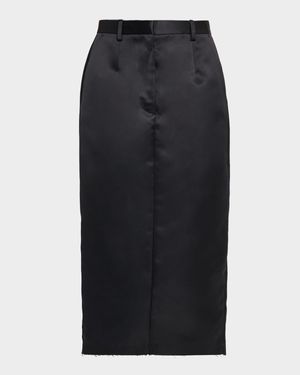 Tailored Duchess Satin Midi Pencil Skirt